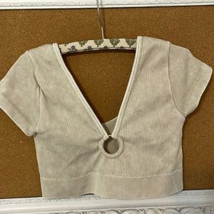 Aerie ribbed cream bra top